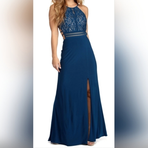 Morgan & Co. Dresses & Skirts - Morgan & Co. Teal Sequin Floral Lace Women's Formal Dress JUNIORS SIZE: 5/6
